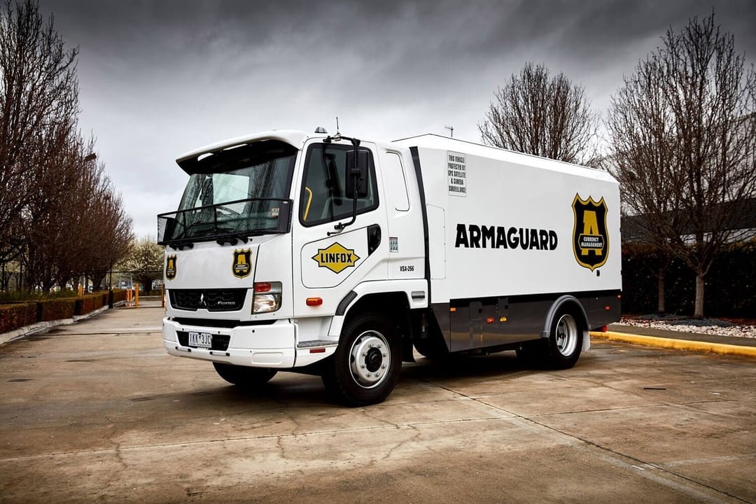 Armaguard truck parked on an angle